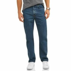 George Mens Jeans 100% Cotton Relaxed Fit Zip Fly Pockets Medium Wash Size 42x30